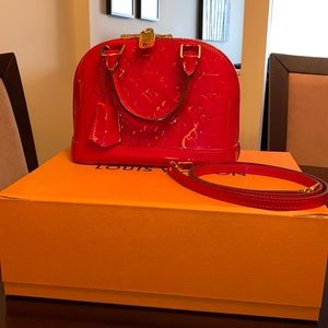 Authentic Louis Vuitton red vernis Alma bb small